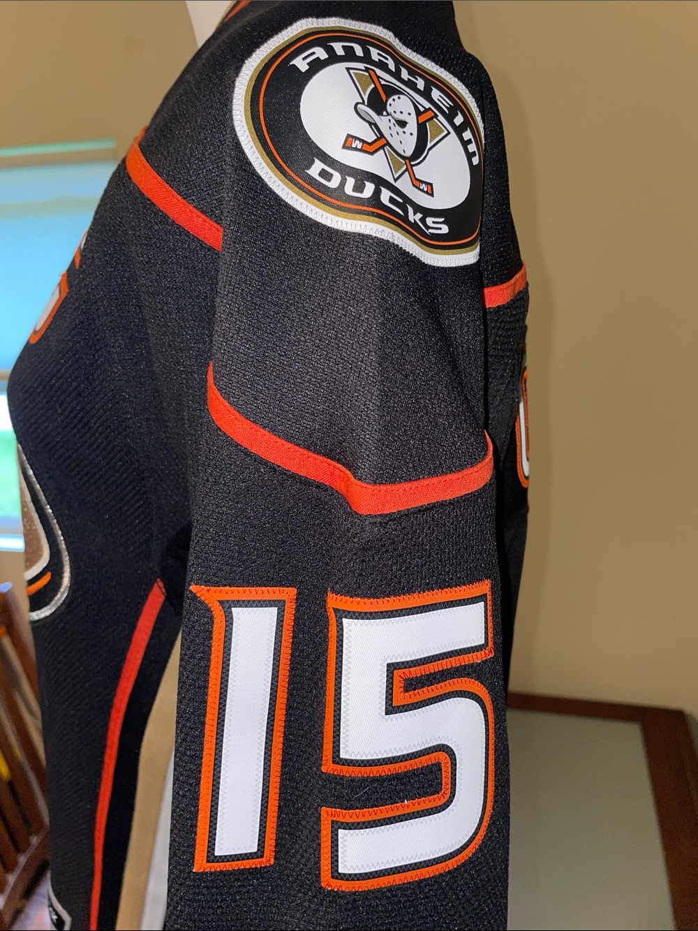 Reebok Anaheim Ducks Captain NHL Jersey - Black, Orange & White - Picture 5 of 7